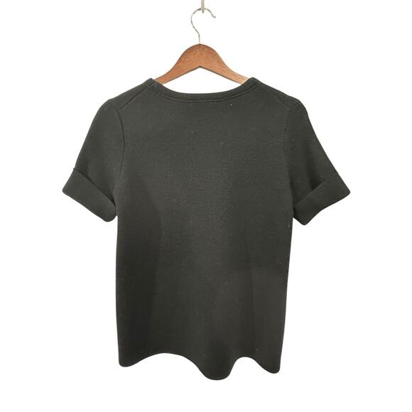 Madewell Sweater Top Tee Black Women's Size Small Short Sleeve Wool Blend - Picture 3 of 6